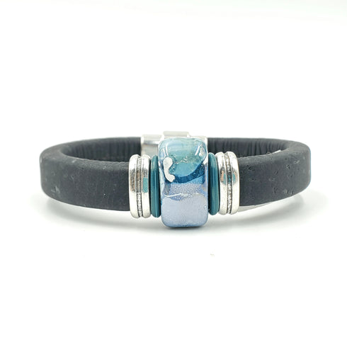 Black Cork Porcelain Bead Bracelet